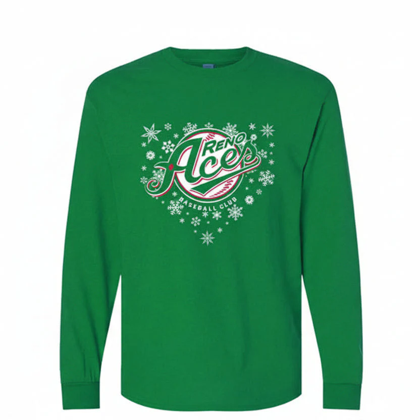 Reno Aces Winter Home Plate Green Long Sleeve Tee