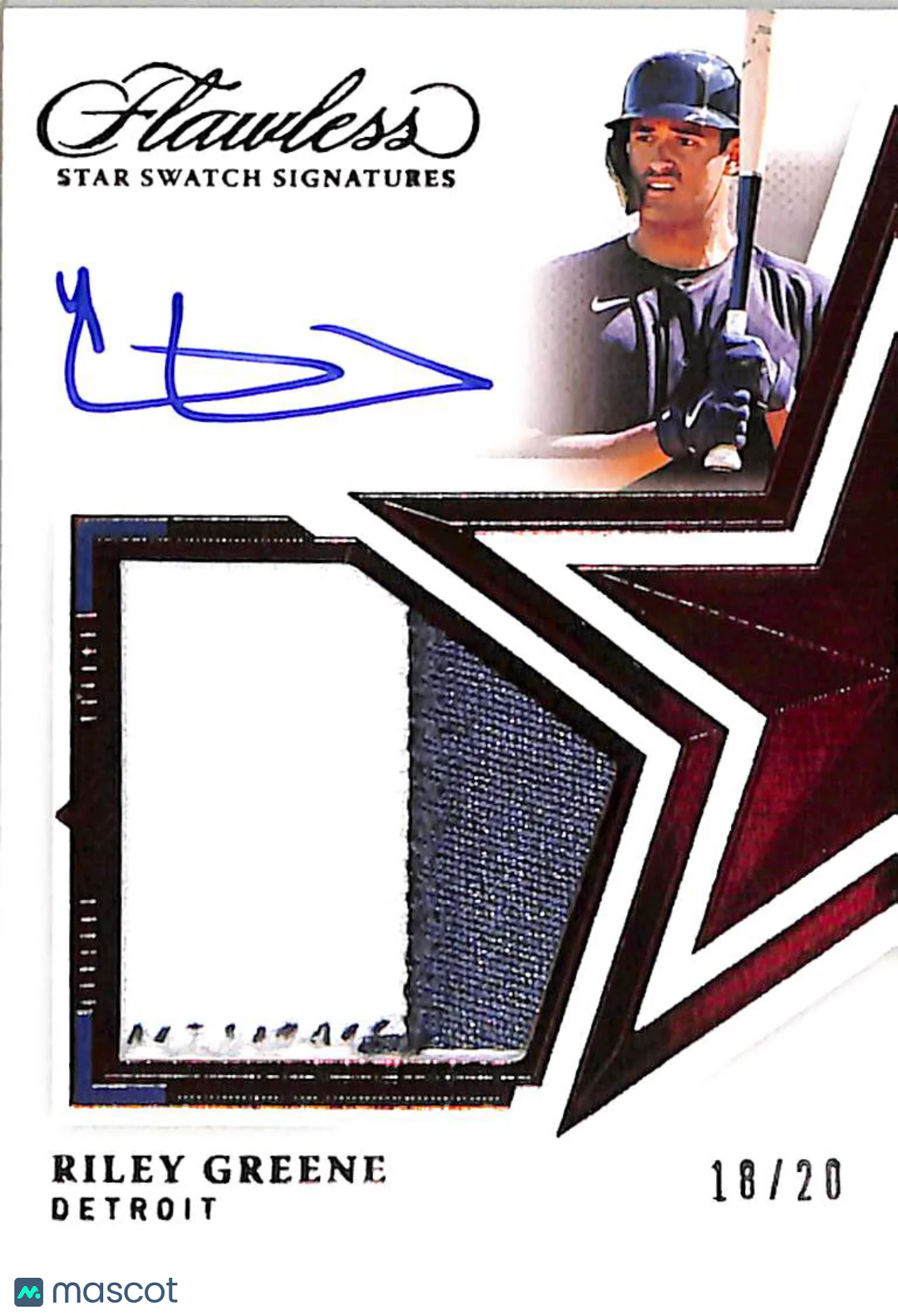 Riley Greene 2022 Flawless #SSS-RG Star Swatch Si