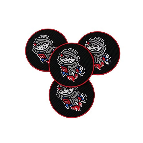 Rocket City Trash Pandas Primary Coaster 4-Pack W/Holder - Image 2