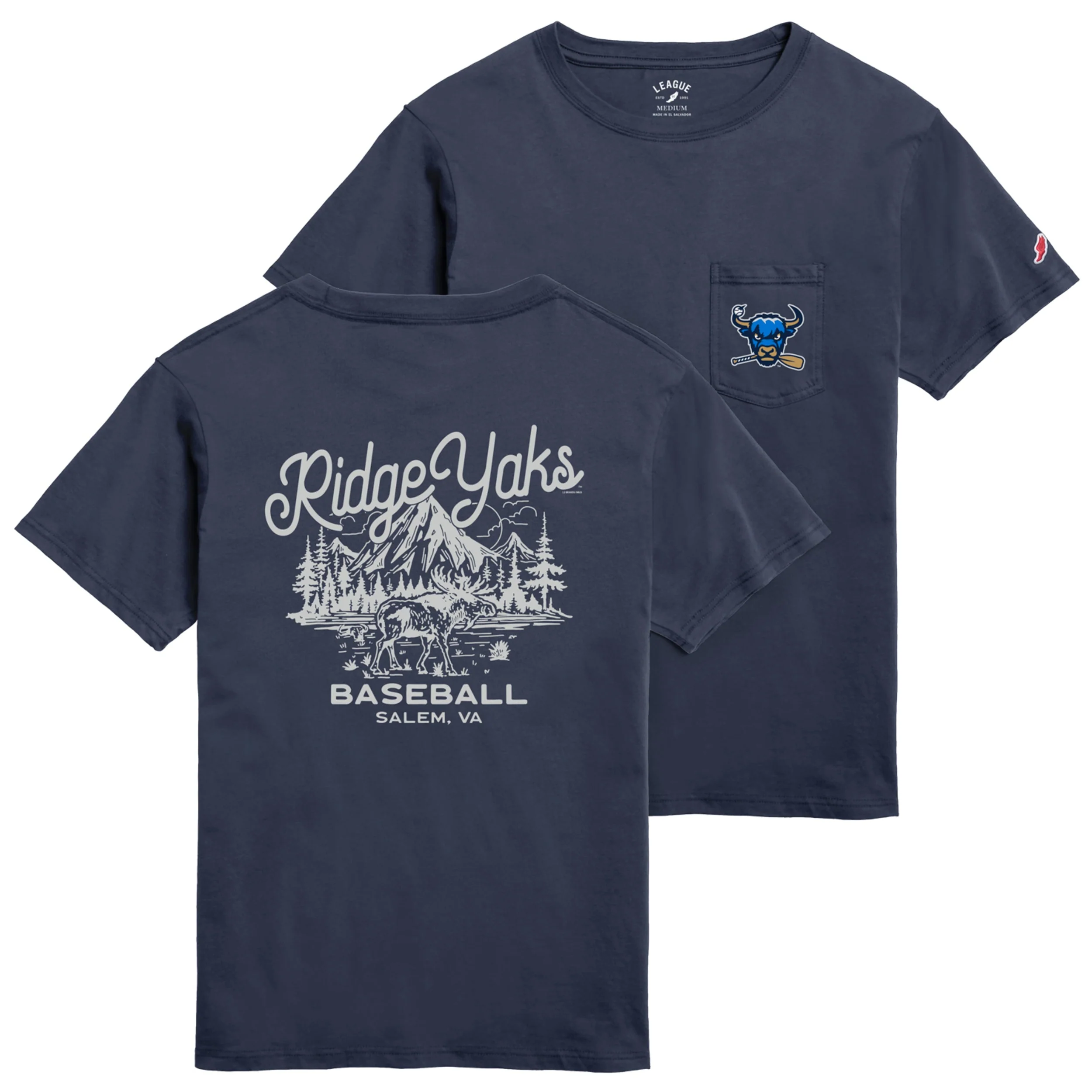 Salem RidgeYaks Nature Scene Navy SS Pocket Tee