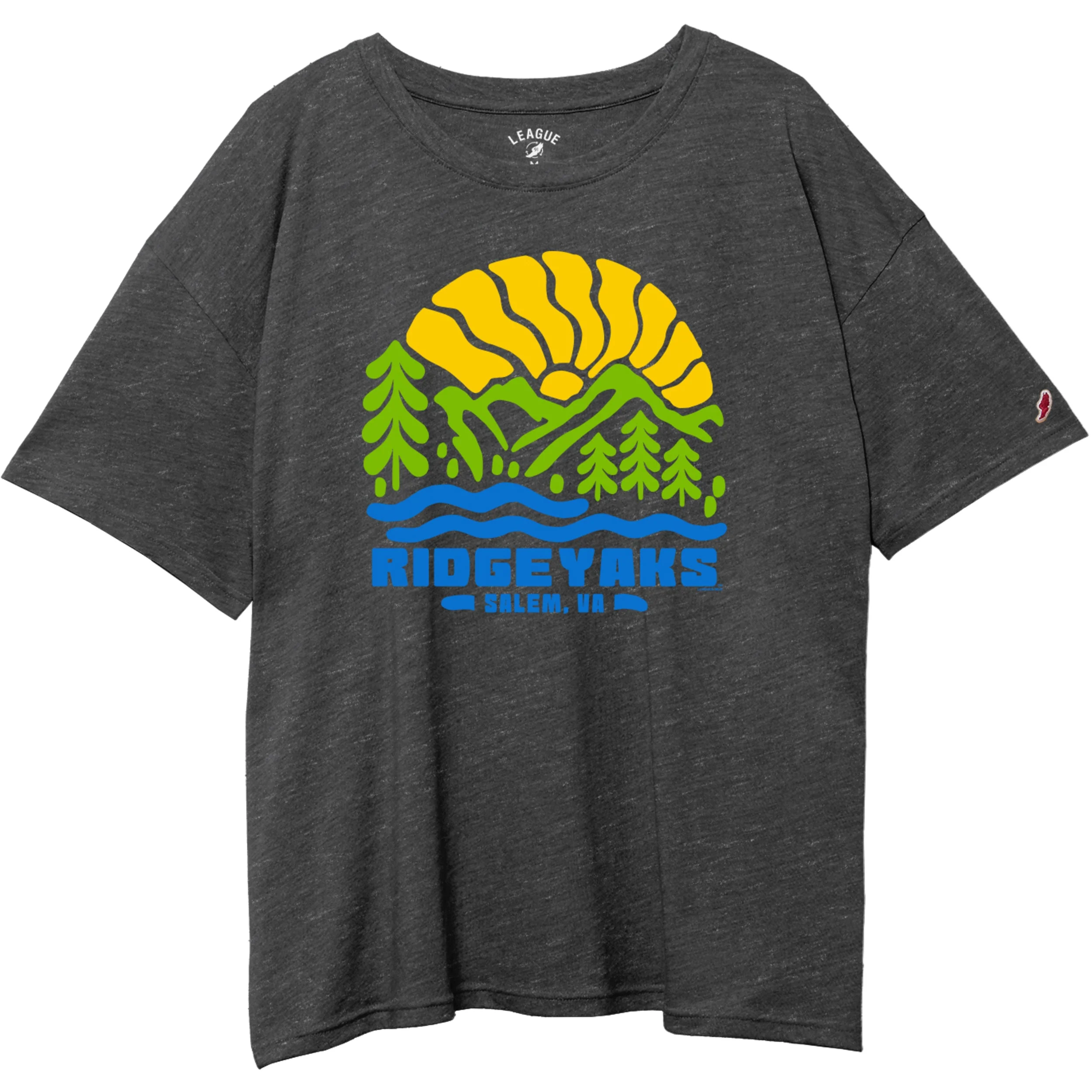 Salem RidgeYaks Womens Oversized Valley Sunset Charcoal T-Shirt