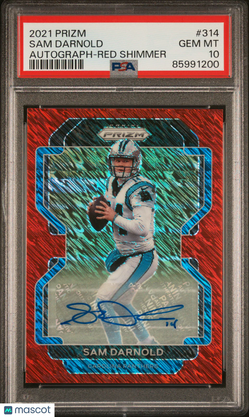 Sam Darnold 2021 Panini Prizm #314 Autograph Red Shimmer PSA 10
