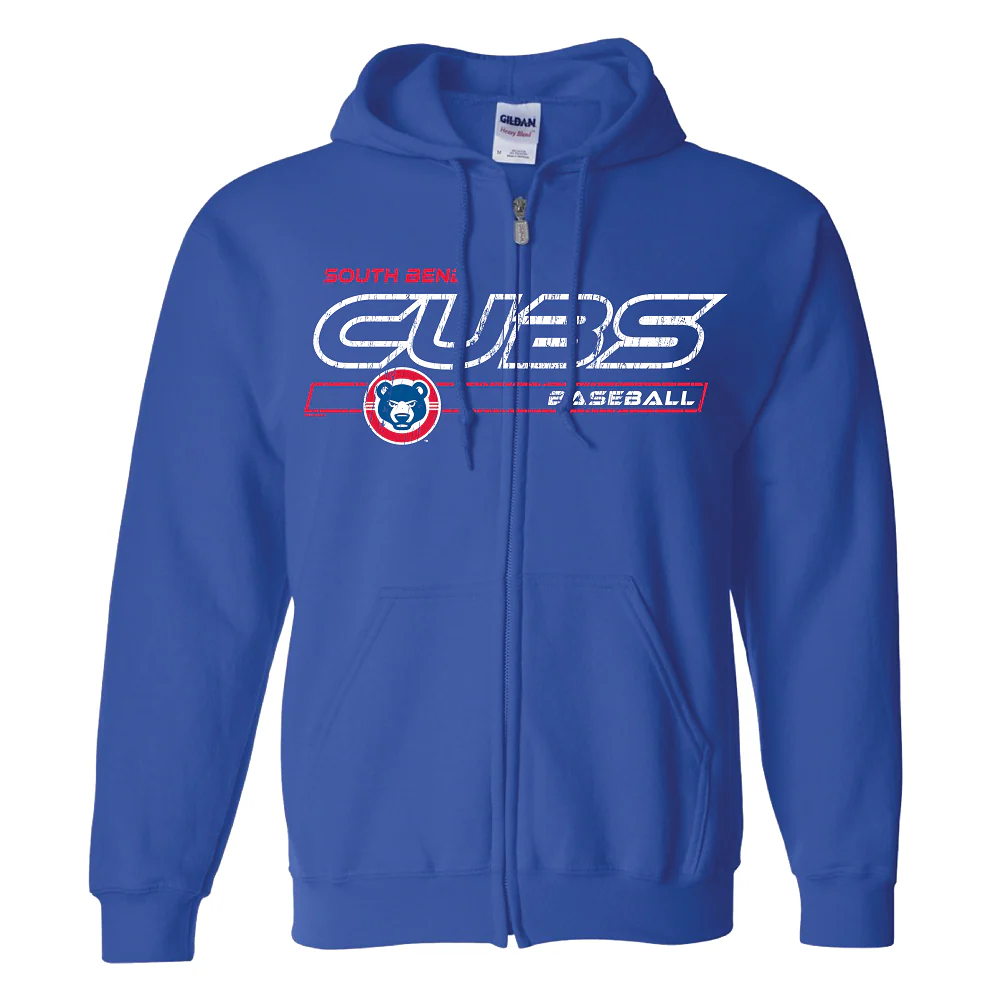 South Bend Cubs Royal Blue Full Zip Hooded Sweatshirt - Image 2