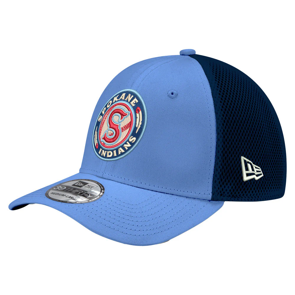 Spokane Indians New Era 39THIRTY Flex Fit Sky Blue & Navy Cap - Image 2