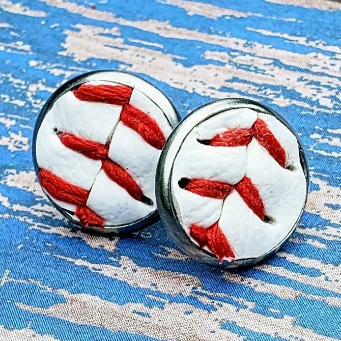 St. Paul Saints Repurposed Baseball Earrings