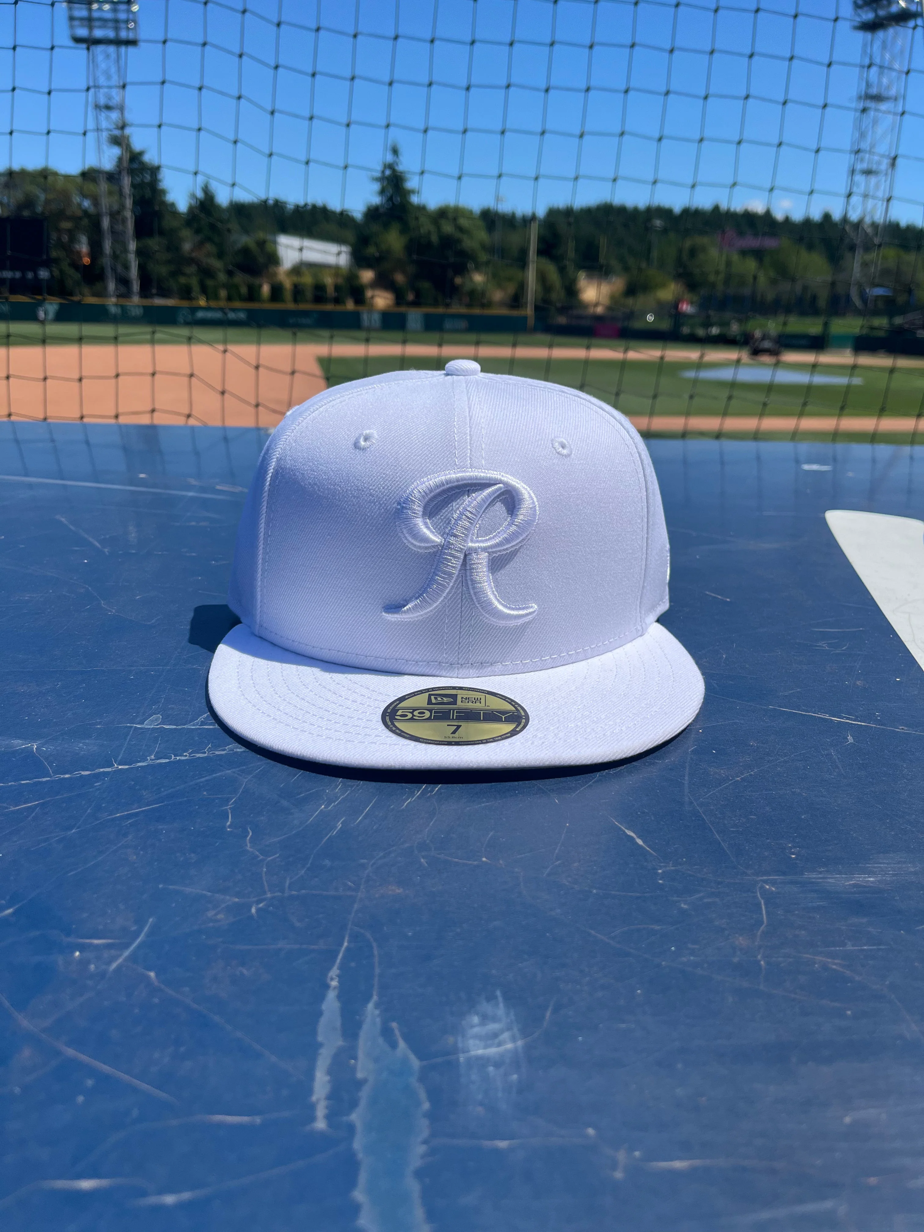 Tacoma Rainiers New Era 59Fifty White Tonal R Cap - Image 4