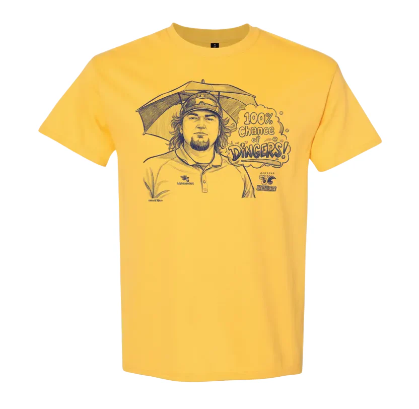 Wichita Wind Surge Adult 100% Chance of Dingers T-Shirt Yellow
