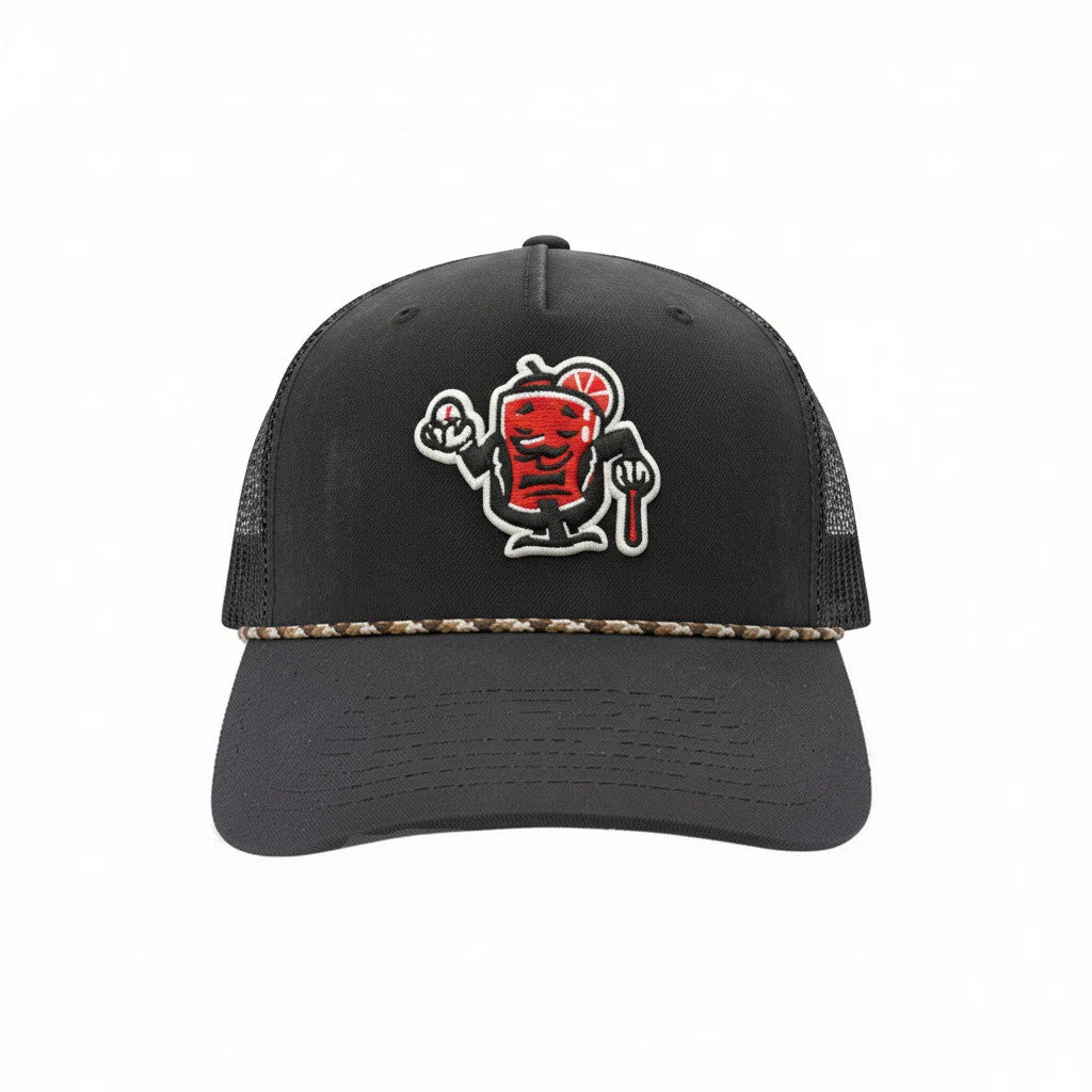 Wisconsin Supper Clubbers Black/Black 5-Panel Mesh Back w/ Cord