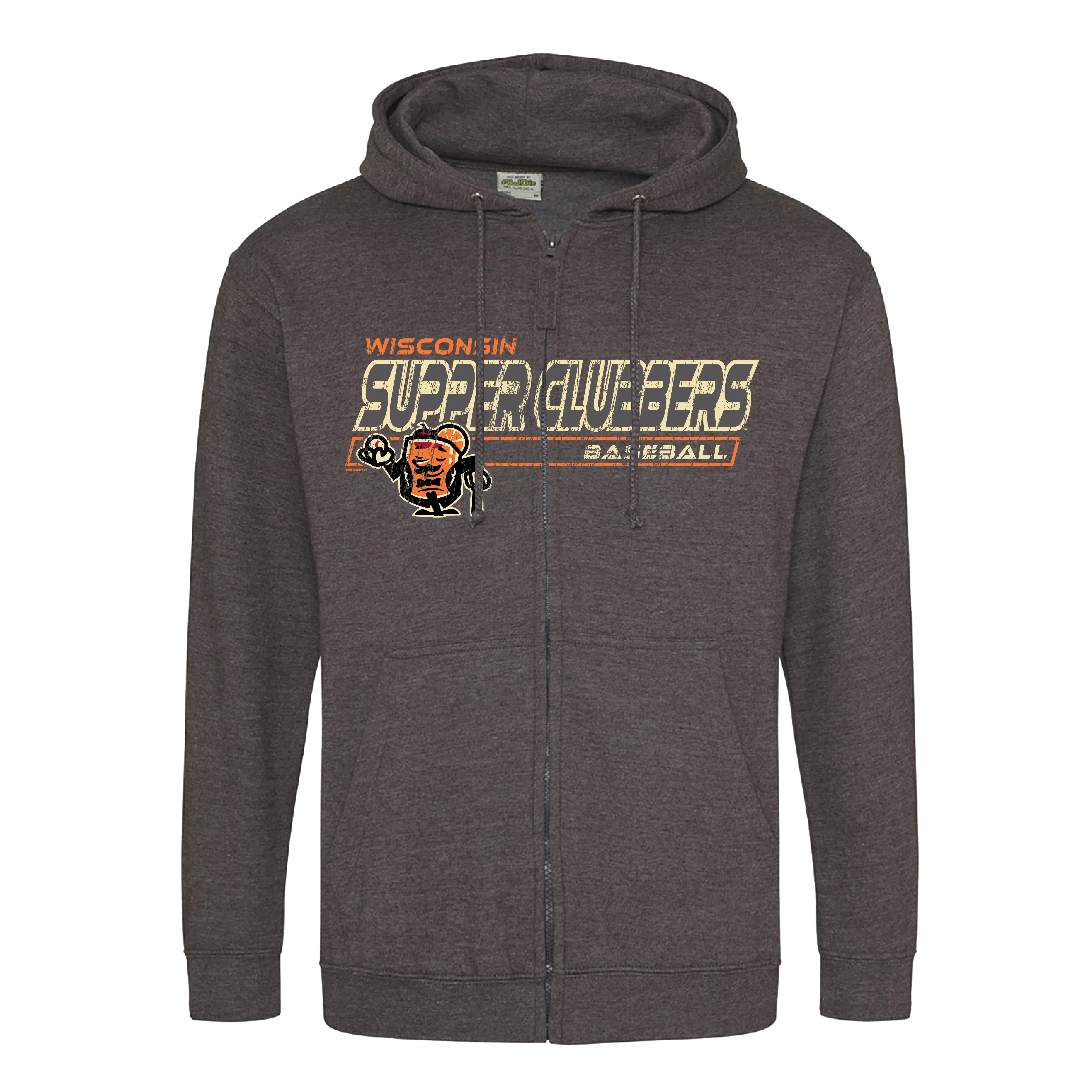 Wisconsin Supper Clubbers Charcoal Old Fashioned Full-Zip Hoodie - Image 2