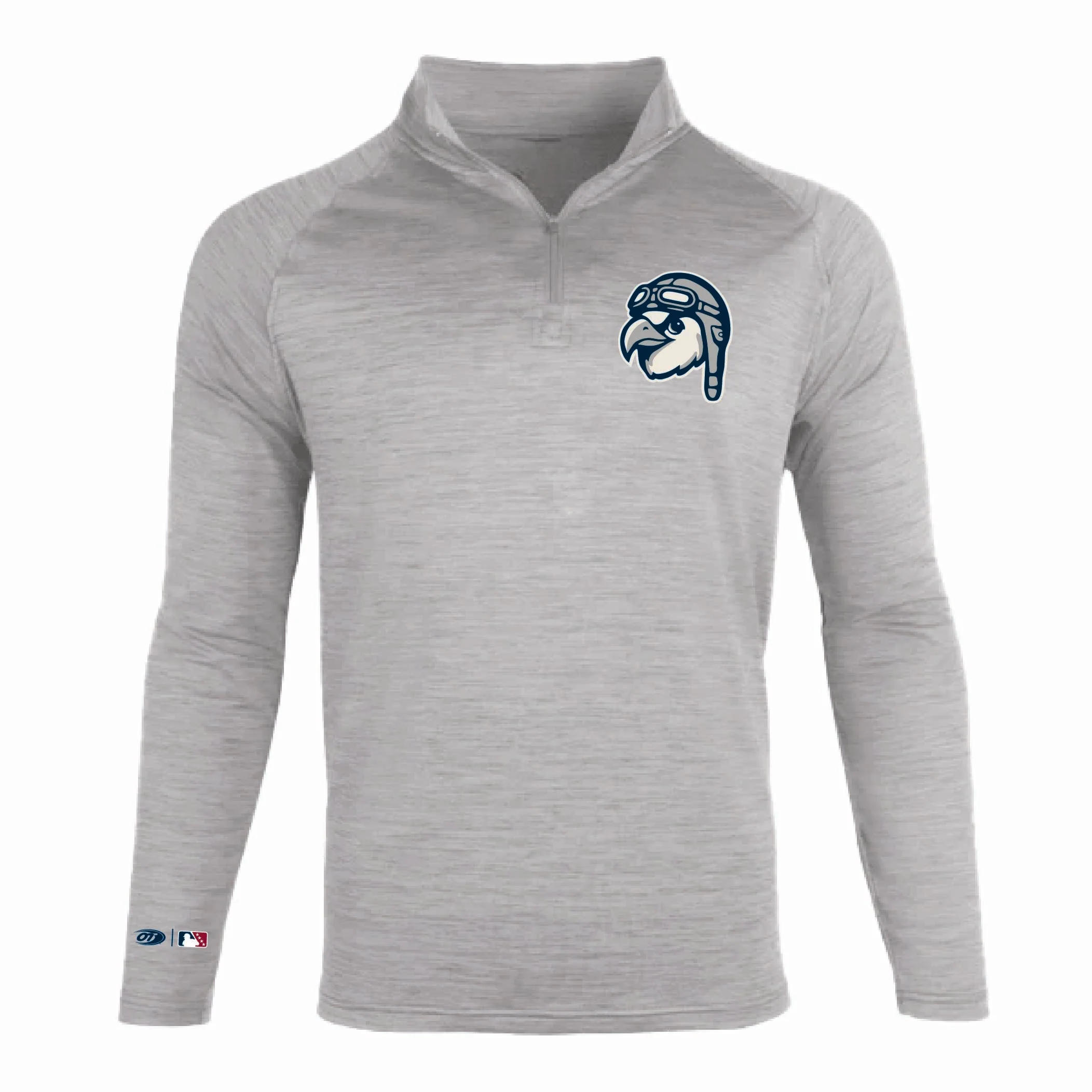 Wilson Warbirds OT Sports On-Field White/Grey Heather Mascot Head Mens Quarter Zip