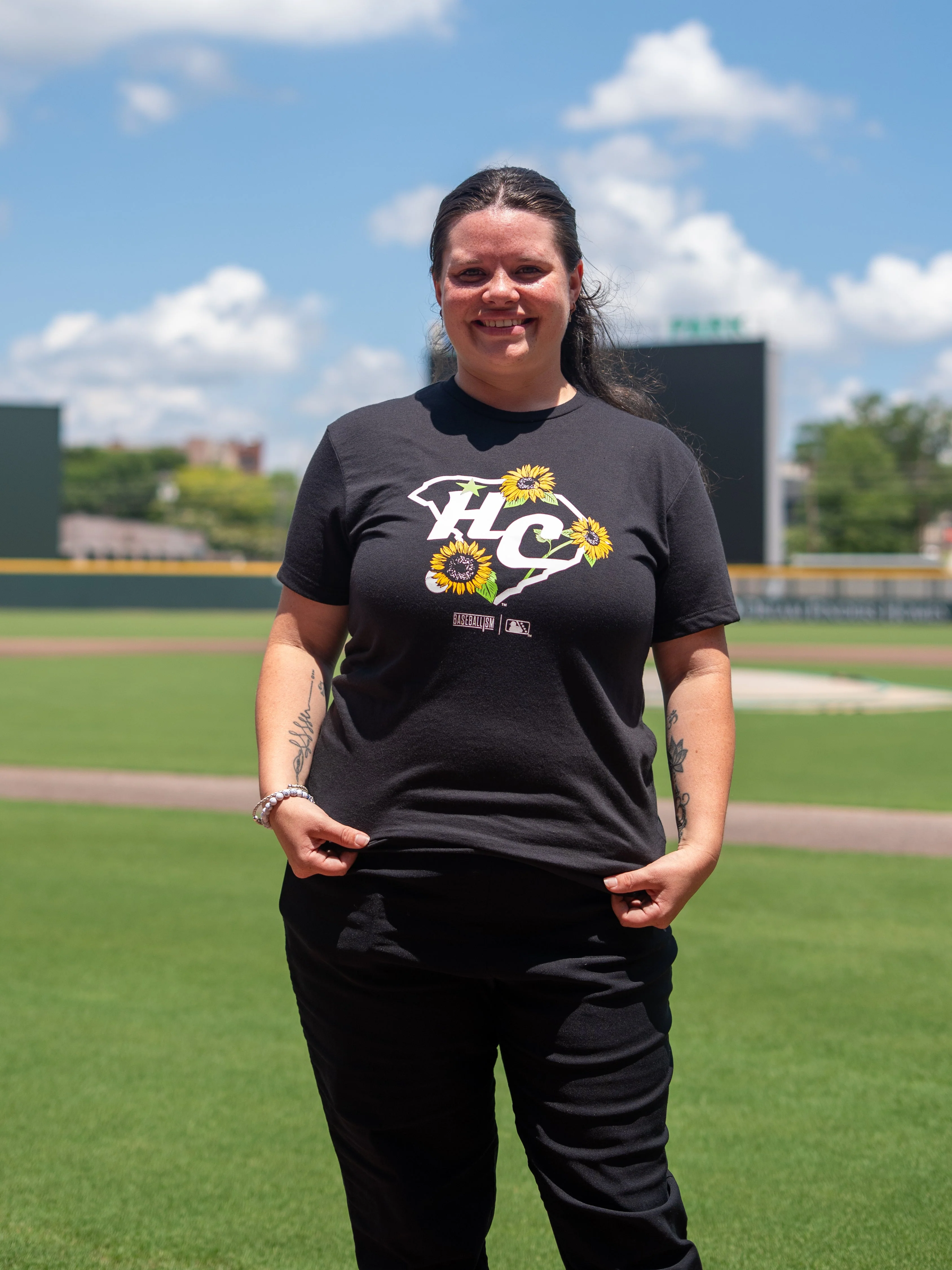 Women's Black Baseballism Sunflower Tee
