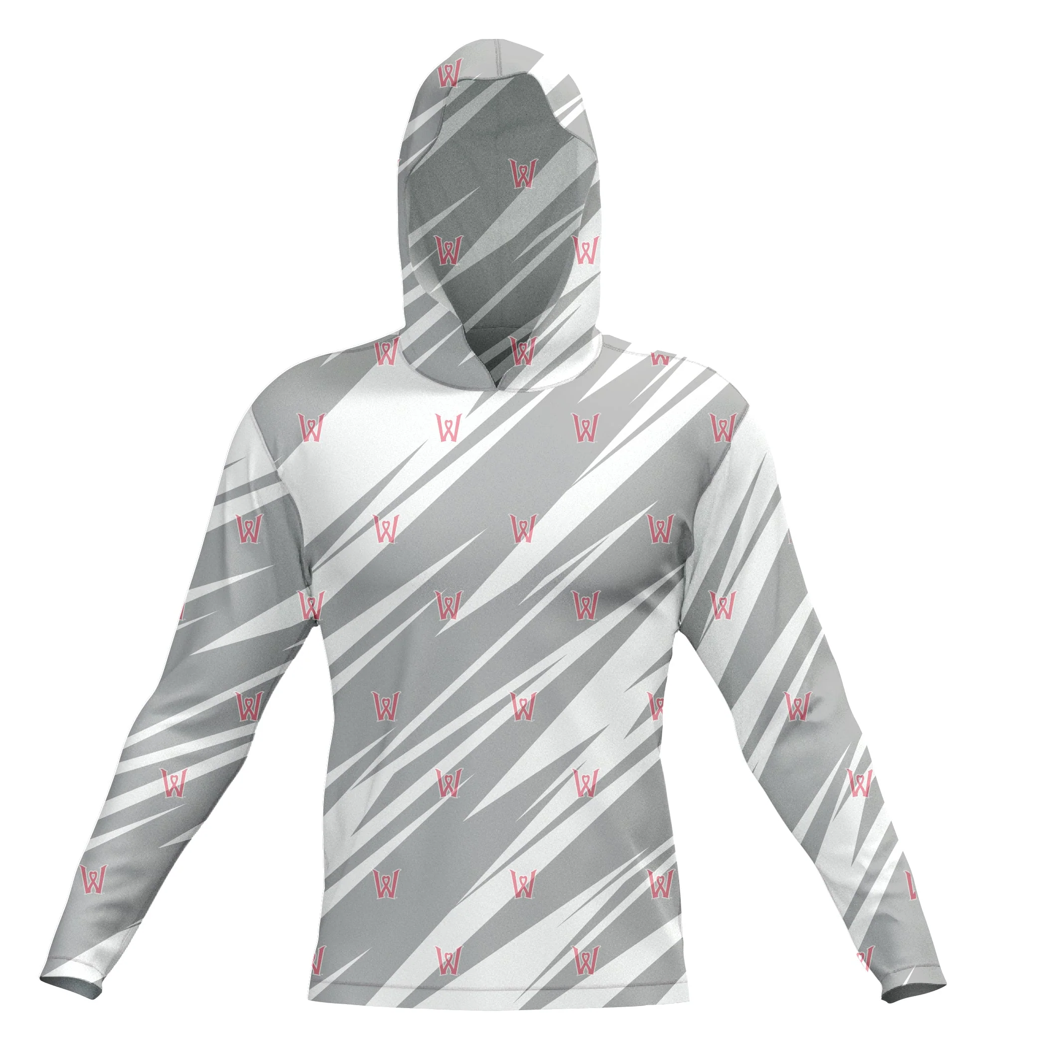 WORCESTER RED SOX BIMM RIDDER ADULT GREY HEART W SUBLIMATED HOODED L/S TEE