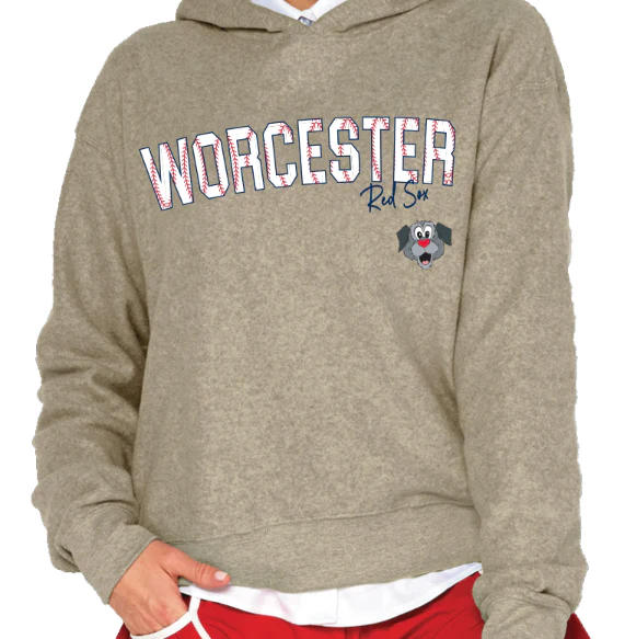 Worcester Red Sox Soft As A Grape Khaki Women's Reverse Fleece Pullover Sweatshirt