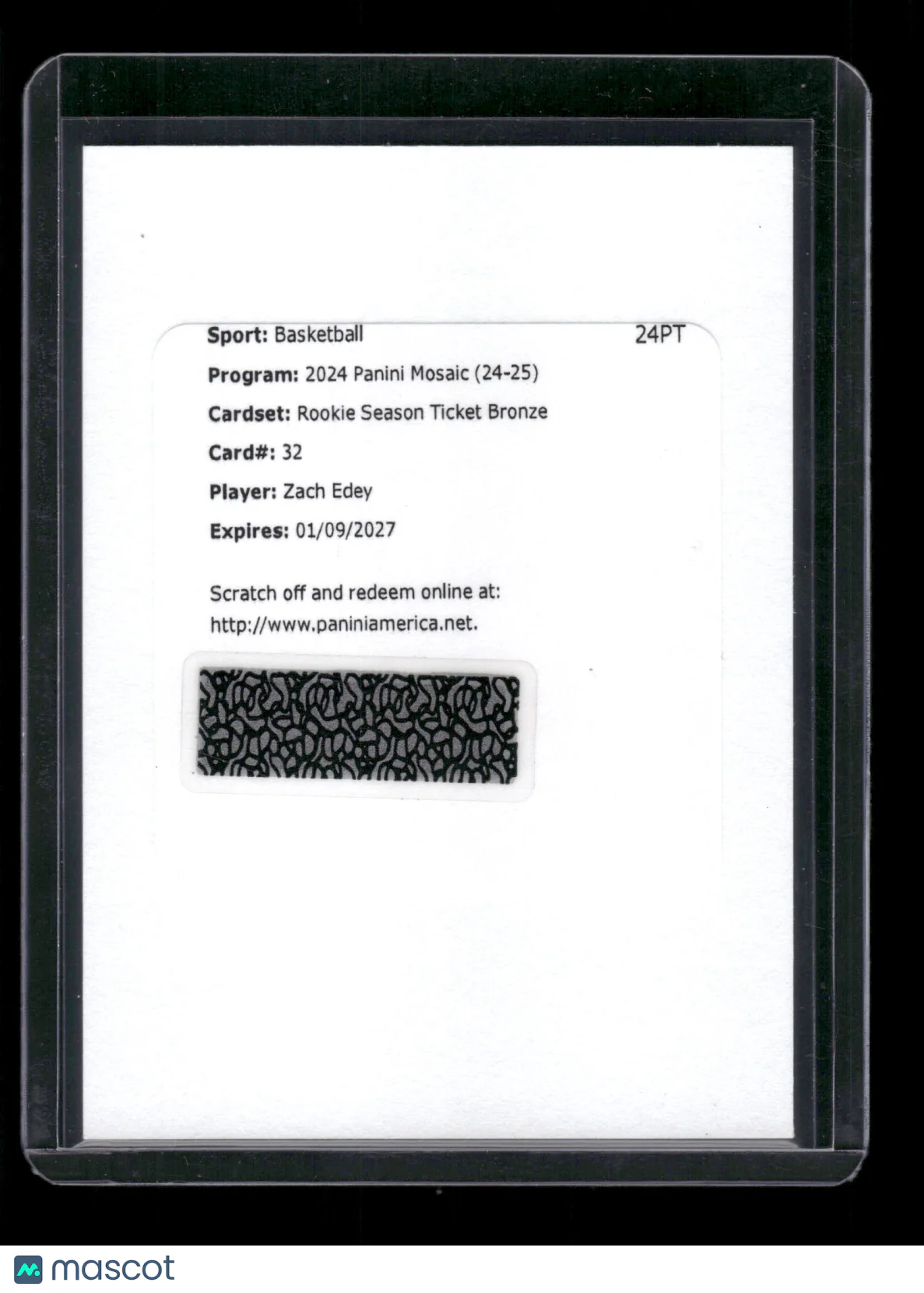 Zach Edey 2024 Panini Mosaic Rookie Season Ticket